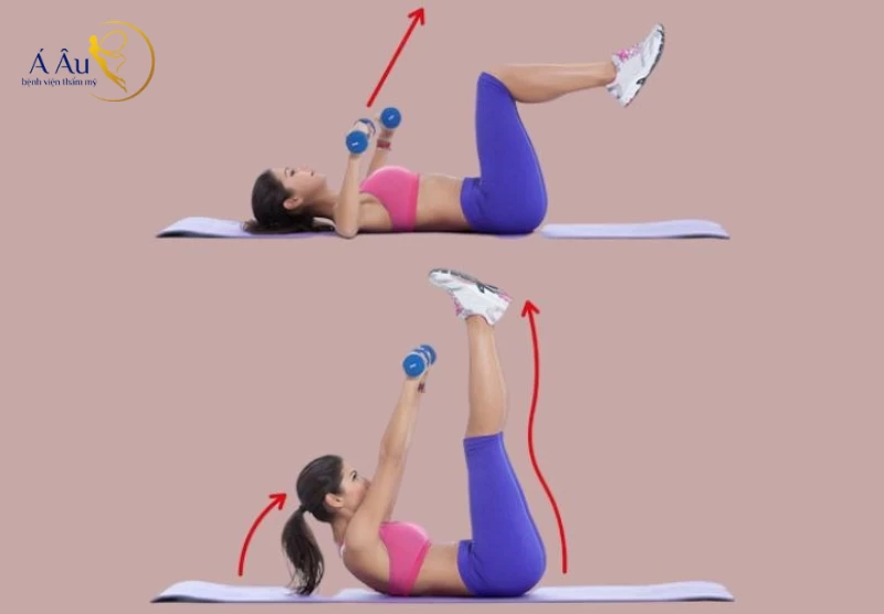 Giảm mỡ nách với động tác ép ngực và co duỗi chân